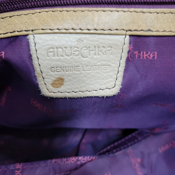 Anuschka Large Butterfly & Flowers Hand Painted Genuine Leather Shoulder Bag - Picture 12 of 14